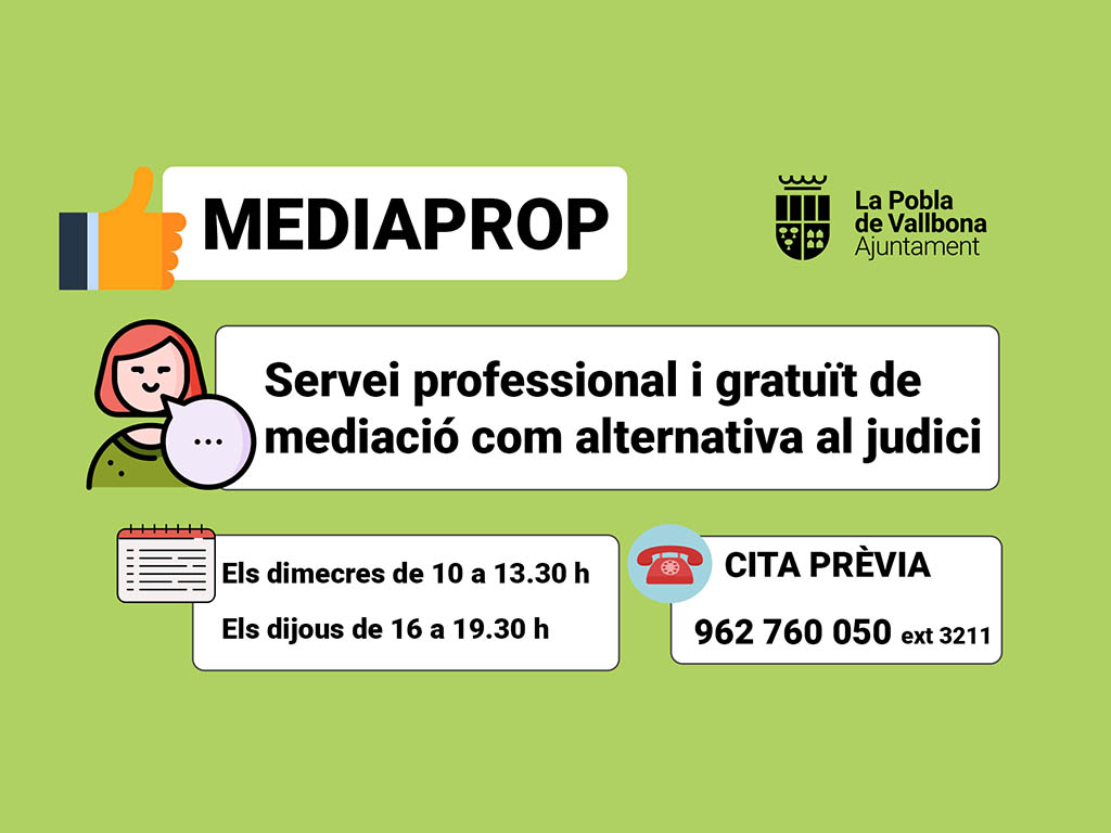 Nou Servei de Mediació Mediaprop de l'Ajuntament de la Pobla De Vallbona