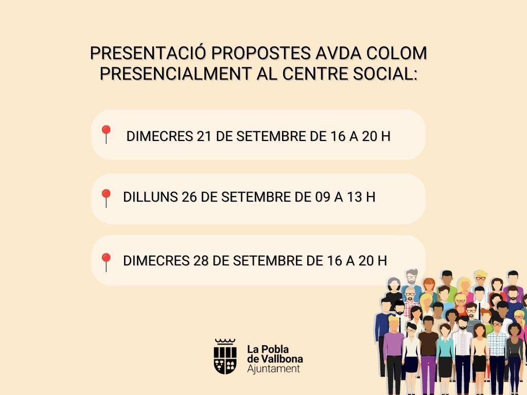 L'Ajuntament obri un període perquè tots els veïns i veïnes puguen presentar propostes al projecte de reforma de l'avda. Colom